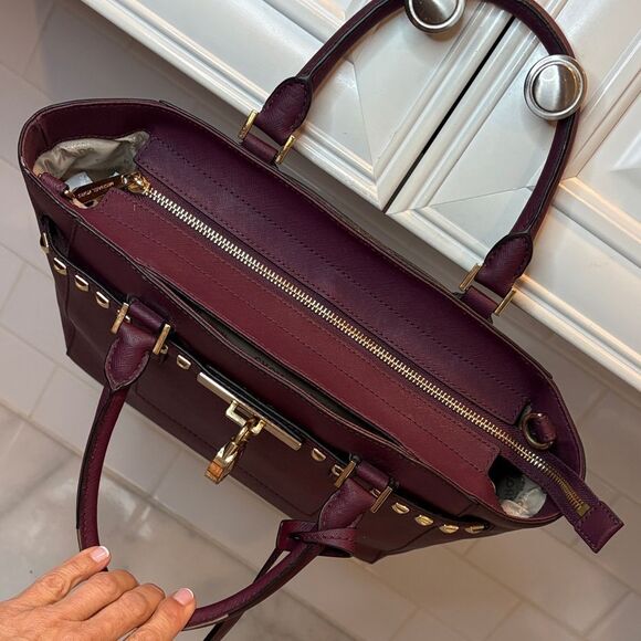 Michael Kors Hamilton Traveler Studded Satchel Saffiano Leather Bag - Picture 12 of 16